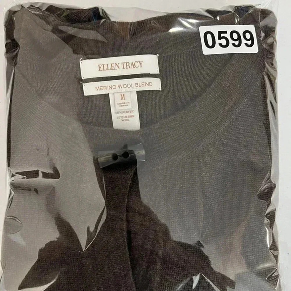 Ellen Tracy Women M Merino Wool Blend Cardigan Dress Toggle Buttons Pockets - Picture 16 of 16